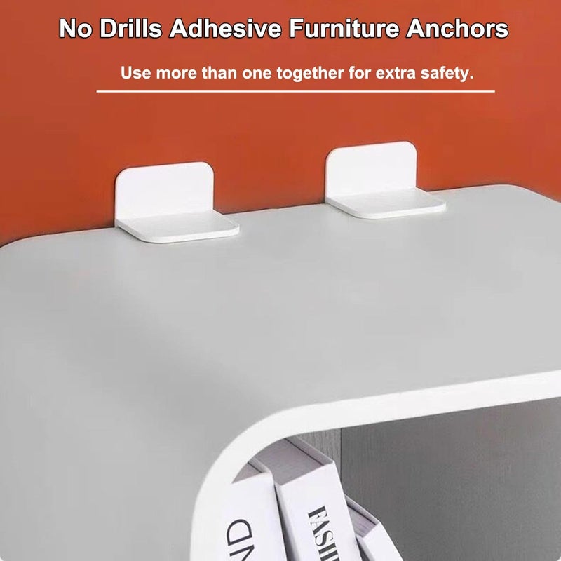 Keathdear 12 Packs Furniture Anchors for Baby Proofing, No Drill Adhesive Anti Tip Wall Anchor for Dresser Bookshelf Mirror Cabinet TV Stand Pantry Shelves Securing - Image 3